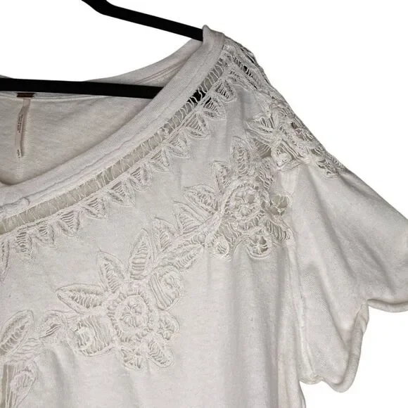 Free People Lyla Top Ivory Crochet Size S Boho, Casual, Coastal - Picture 4 of 13